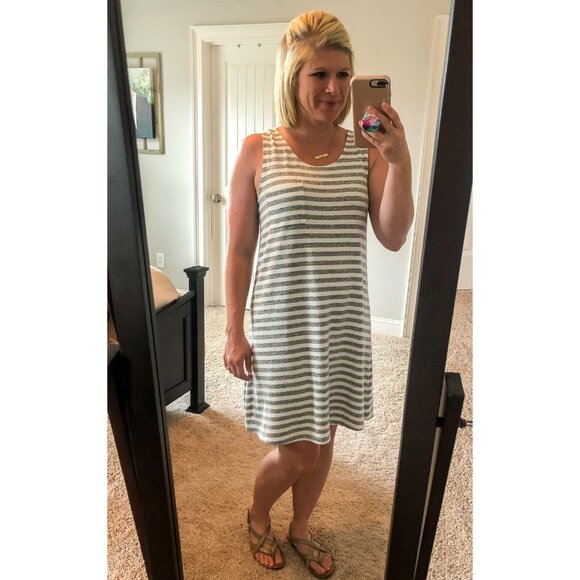 Market & Spruce Dress Gray White Stripe Meg Knit Sleeveless Mini - Picture 2 of 8
